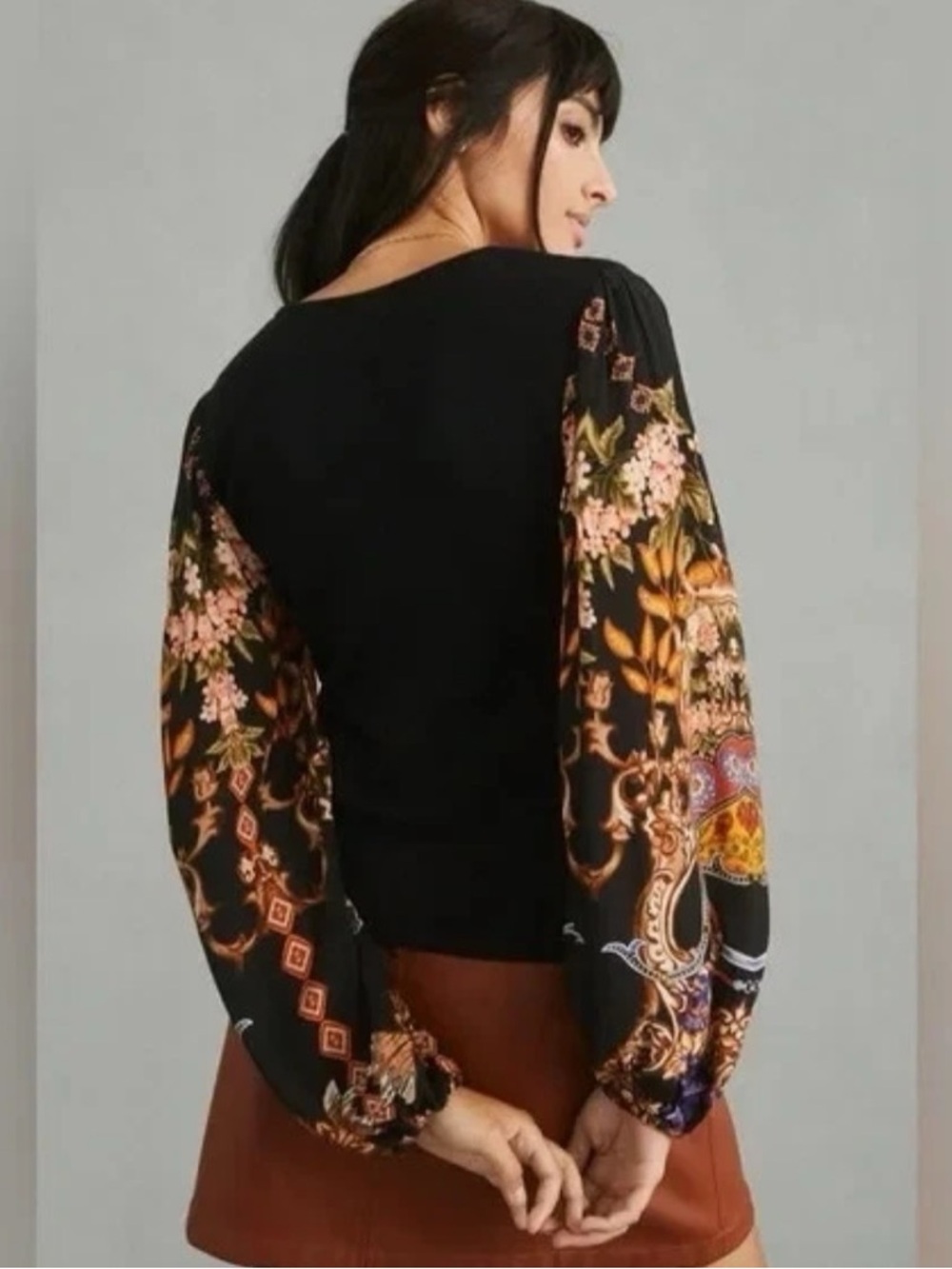 Bl^nk London Floral Balloon Sleeve Pullover Sweater Medium - Picture 6 of 9